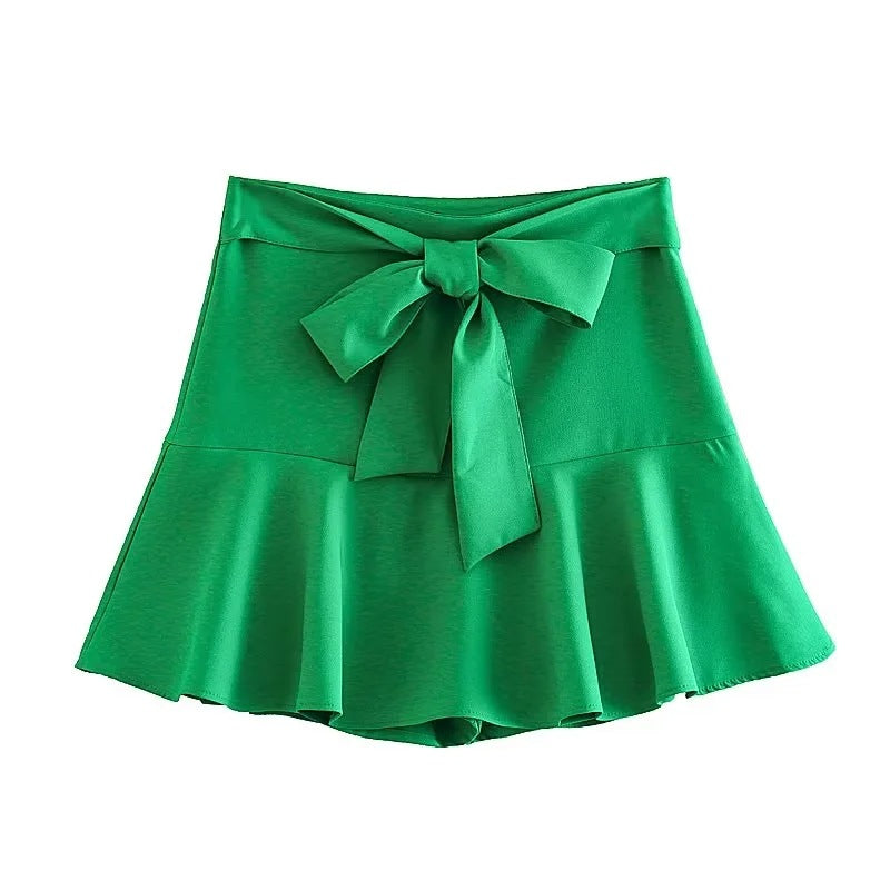 Women's Summer Bowknot Decoration Lotus Leaf Skirt