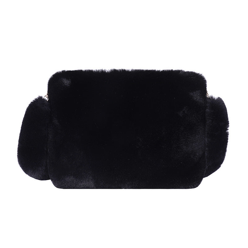 one-shoulder messenger plush bag