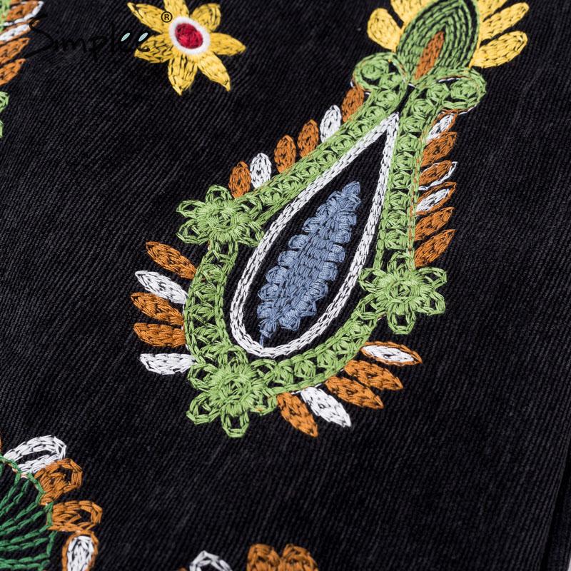 High waist embroidered art skirt