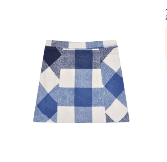 Women's Woolen Coat Salt Blue And White Check Skirt