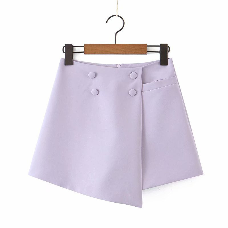 Double Breasted Lapel Short Suit High Waist Irregular Shorts Skirt Suit Women