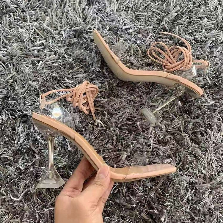 Simple Lace-Up Roman Shoes High Heel Sandals