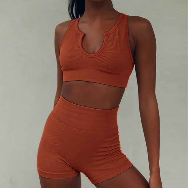 European And American Foreign Trade Women'S Summer New Style Vest Shorts Casual Sports Suit Sexy Two-Piece Yoga Suit Female