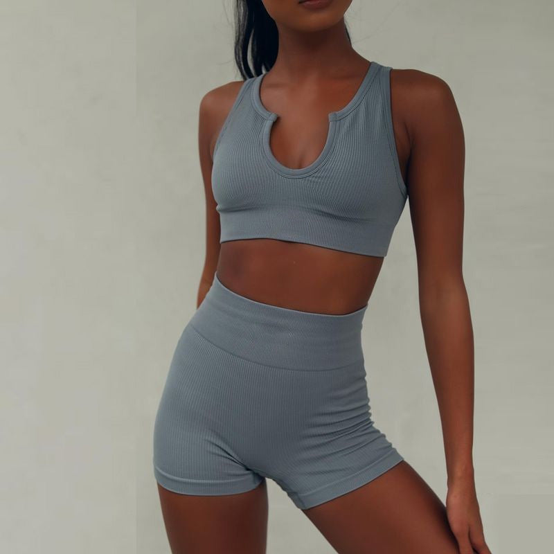 European And American Foreign Trade Women'S Summer New Style Vest Shorts Casual Sports Suit Sexy Two-Piece Yoga Suit Female