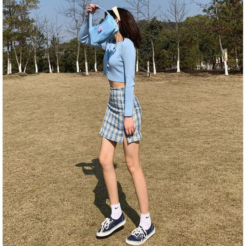 Female Student Korean Version Was Thin High Waist A-Line Skirt Skirt Female