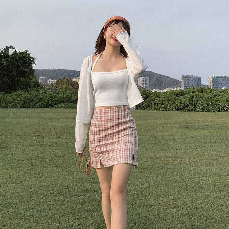 Female Student Korean Version Was Thin High Waist A-Line Skirt Skirt Female