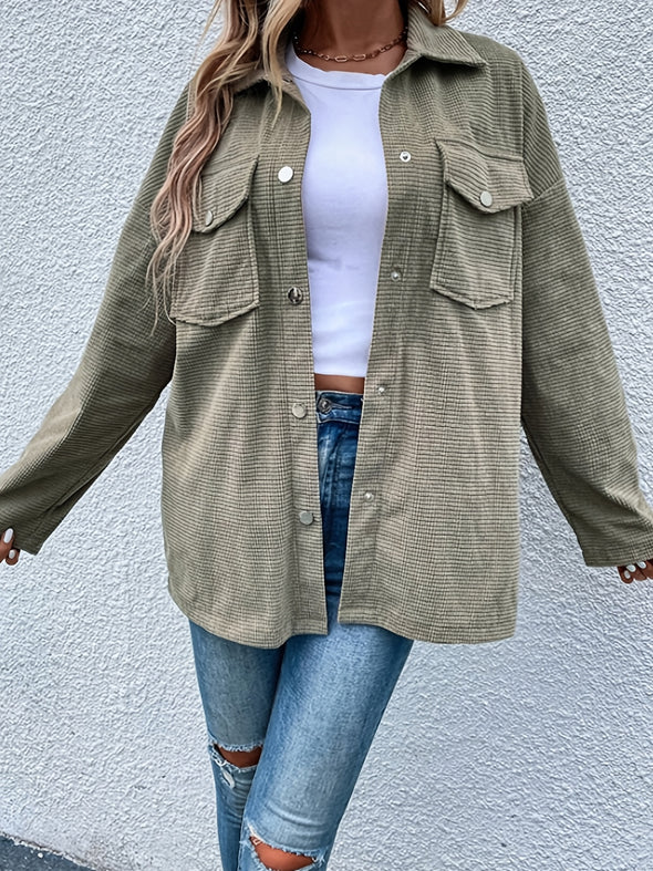 Women's Autumn Loose Solid Color Retro Lapel Jacket Coat