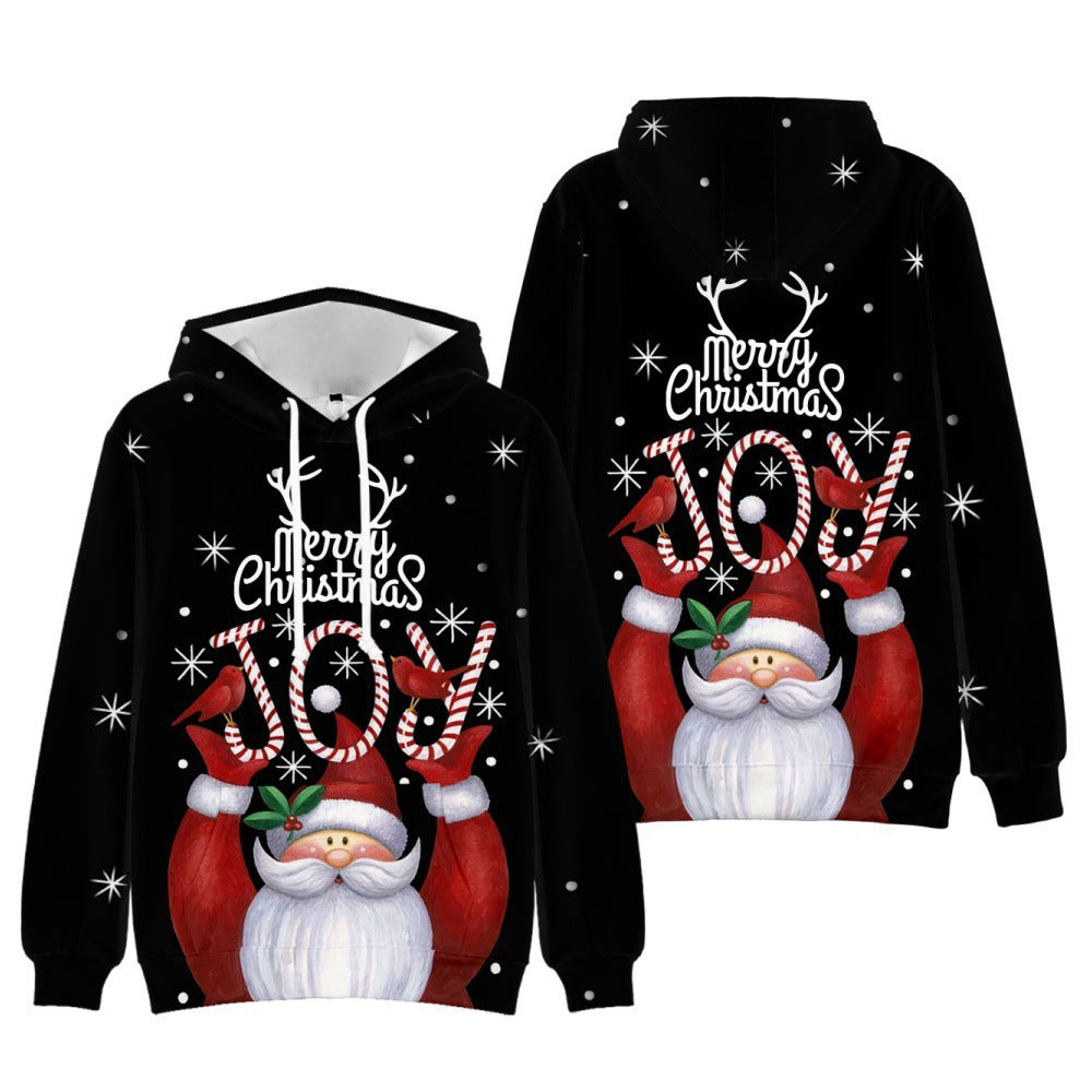 Men's And Women's Christmas Tree Print Hooded Sweatshirt