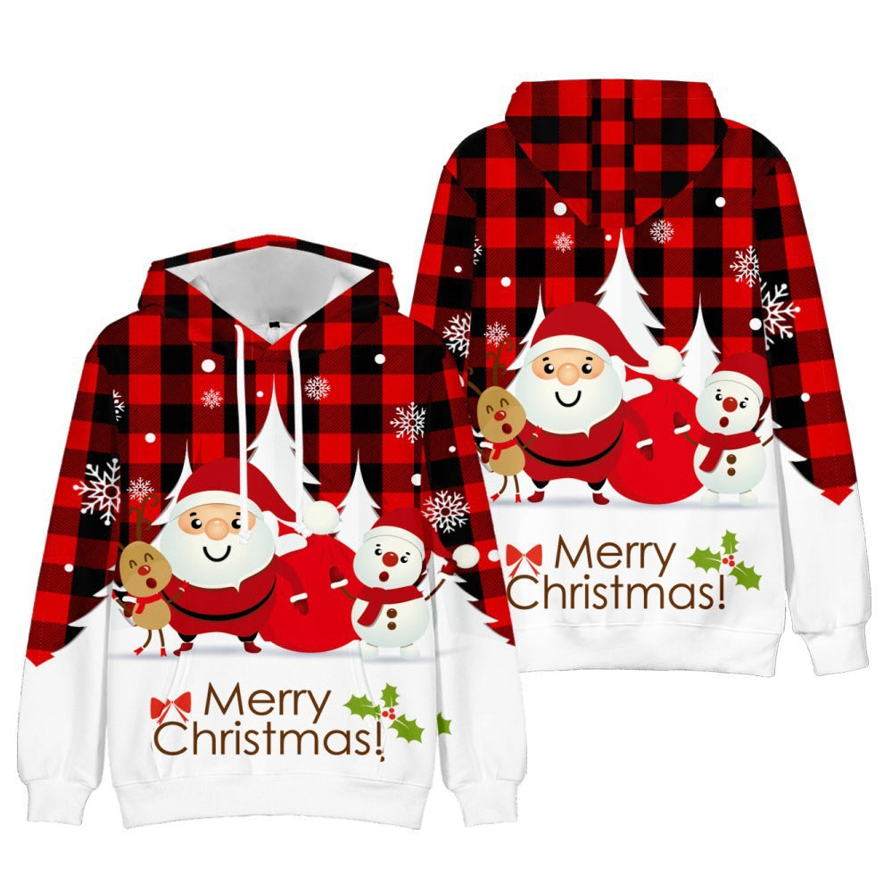 Men's And Women's Christmas Tree Print Hooded Sweatshirt