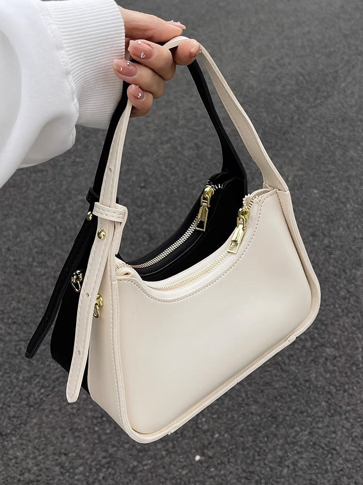 Versatile Handheld White Shoulder Bag