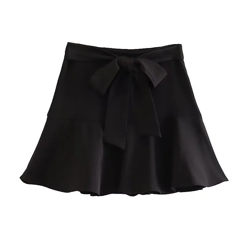 Women's Summer Bowknot Decoration Lotus Leaf Skirt