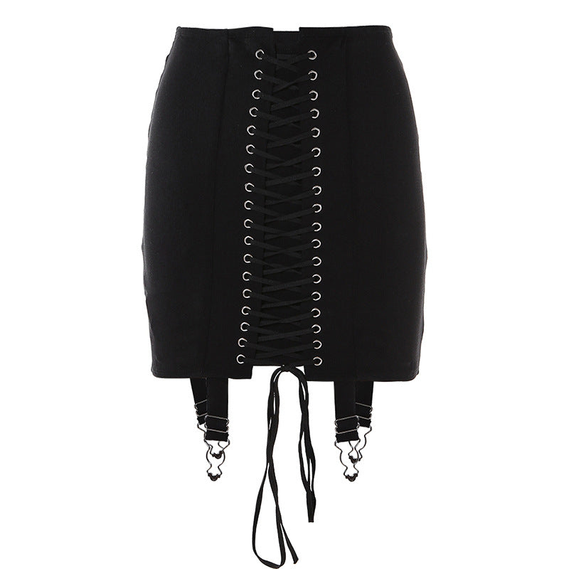 Women's Ripped Cool Lace-up Waist Sheath Skirt