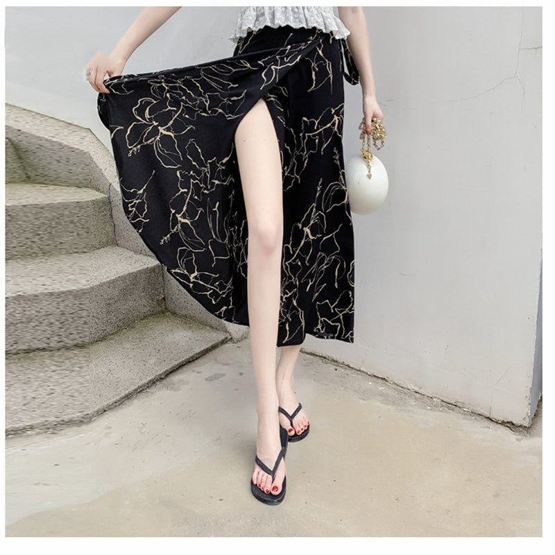 Sun-proof Skirt Chiffon Half-length High Waist A- Line With Lining