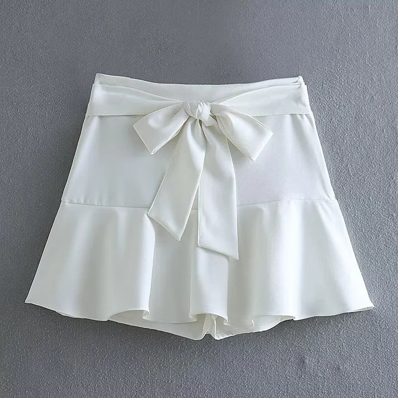 Women's Summer Bowknot Decoration Lotus Leaf Skirt