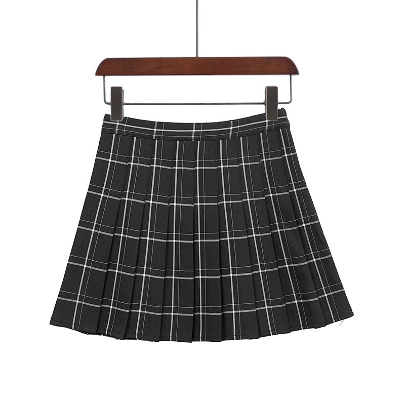 Plaid Pleated High Waist Skirt A- Line Skirt