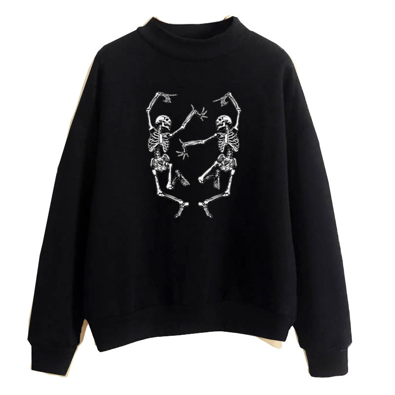 Dancing Skull Fun Print Pullover Halloween Street