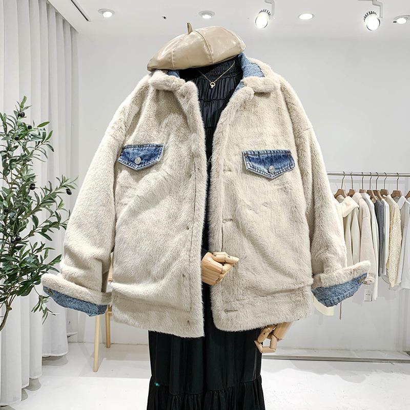 Women's Fleece Thickened Denim Short Jacket