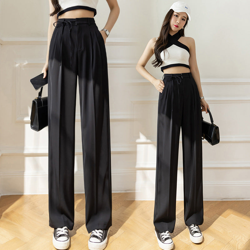 High Waist Drape Straight Loose Wide Leg Pants