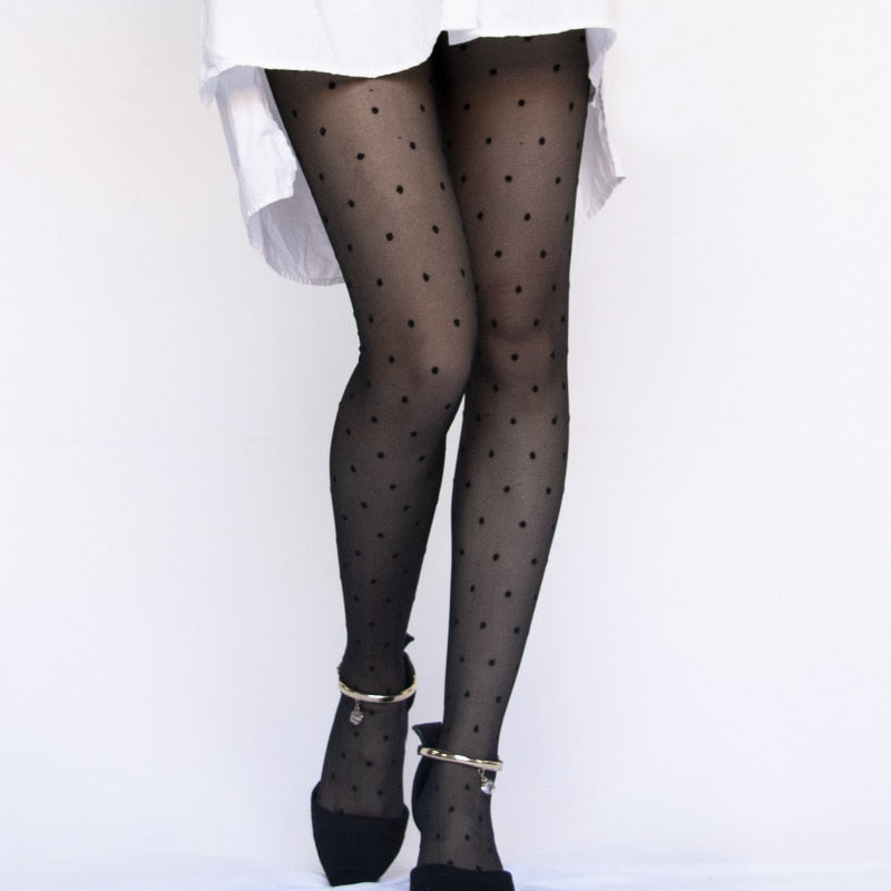 Spring and summer tattoo jacquard stockings