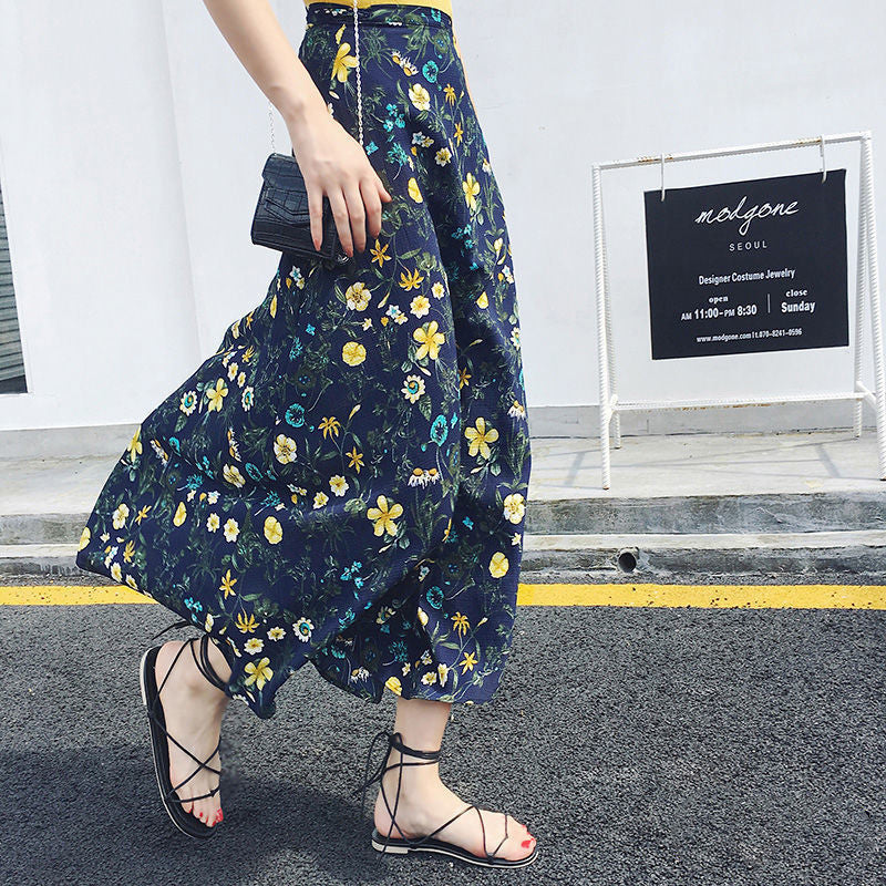 Sun-proof Skirt Chiffon Half-length High Waist A- Line With Lining