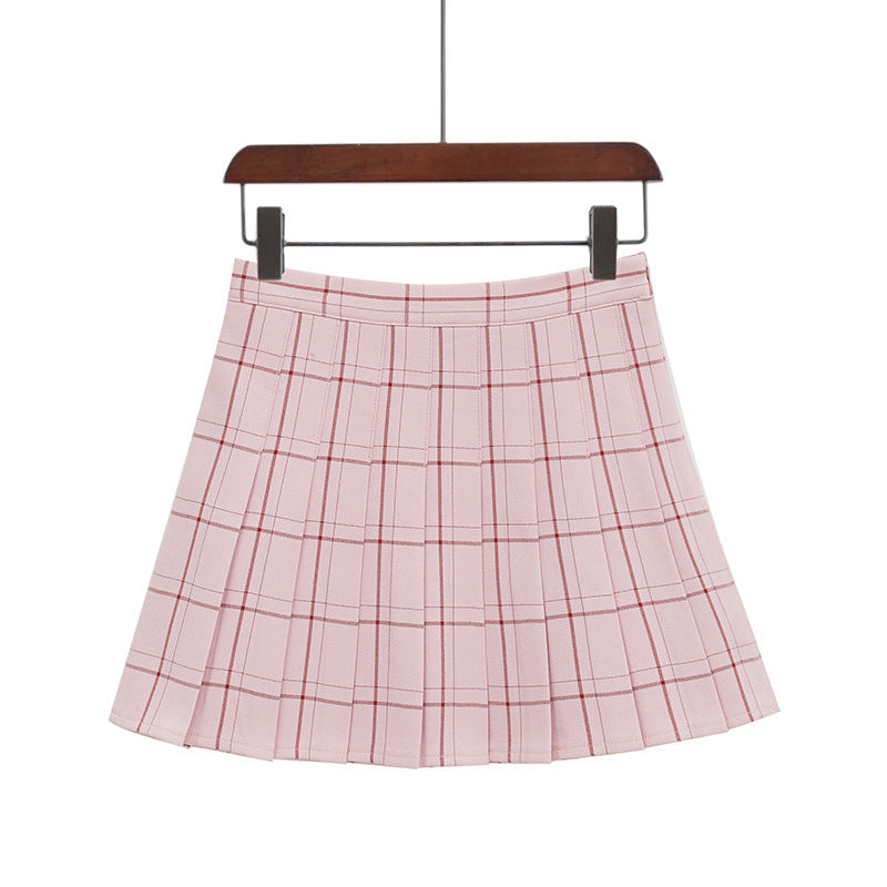 Plaid Pleated High Waist Skirt A- Line Skirt