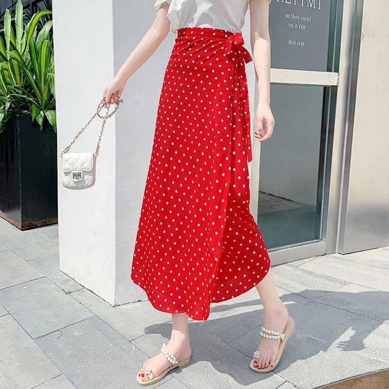 Sun-proof Skirt Chiffon Half-length High Waist A- Line With Lining