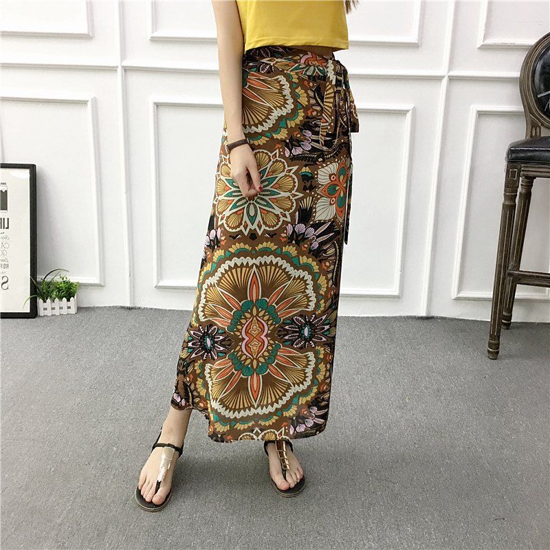 Sun-proof Skirt Chiffon Half-length High Waist A- Line With Lining