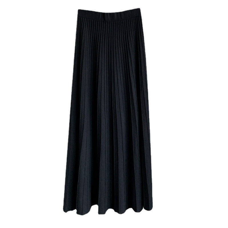 Women's Fashion All-match Pleated High Waist Big Swing A- Line Sheath Skirt