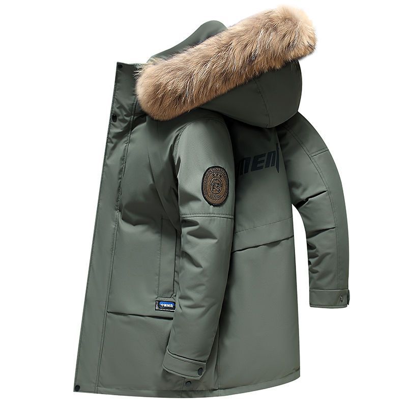 Men's Mid-length Big Fur Collar Thickened Warm Leisure Men's Coat