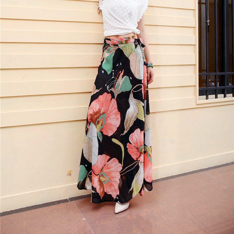 Sun-proof Skirt Chiffon Half-length High Waist A- Line With Lining