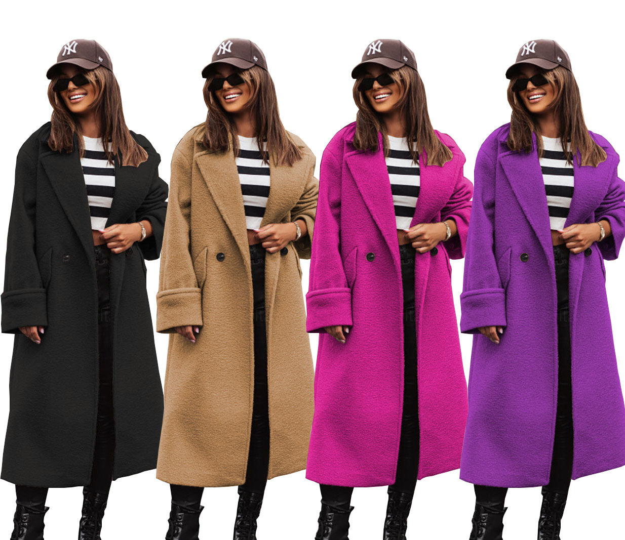 Autumn And Winter Long Suit Collar Woolen Coat Overcoat Women