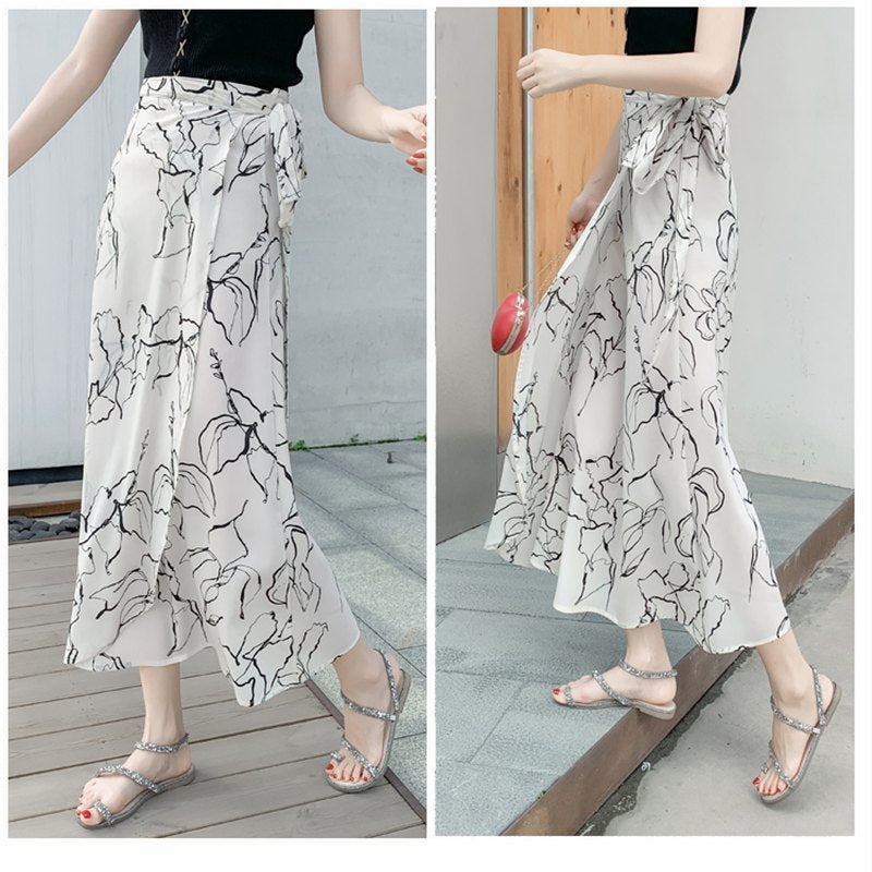 Sun-proof Skirt Chiffon Half-length High Waist A- Line With Lining