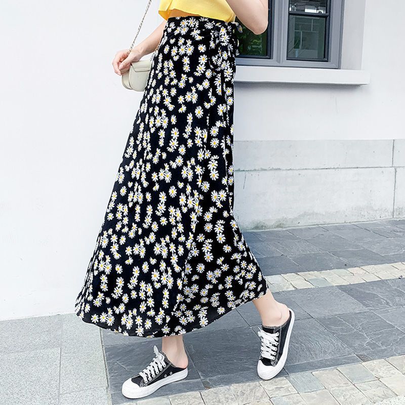 Sun-proof Skirt Chiffon Half-length High Waist A- Line With Lining