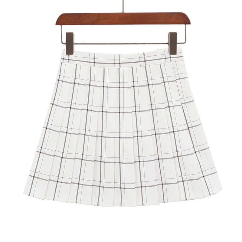 Plaid Pleated High Waist Skirt A- Line Skirt