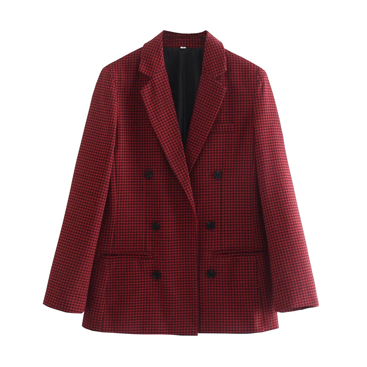 European And American Style Women's New Plaid Double-breasted Coat