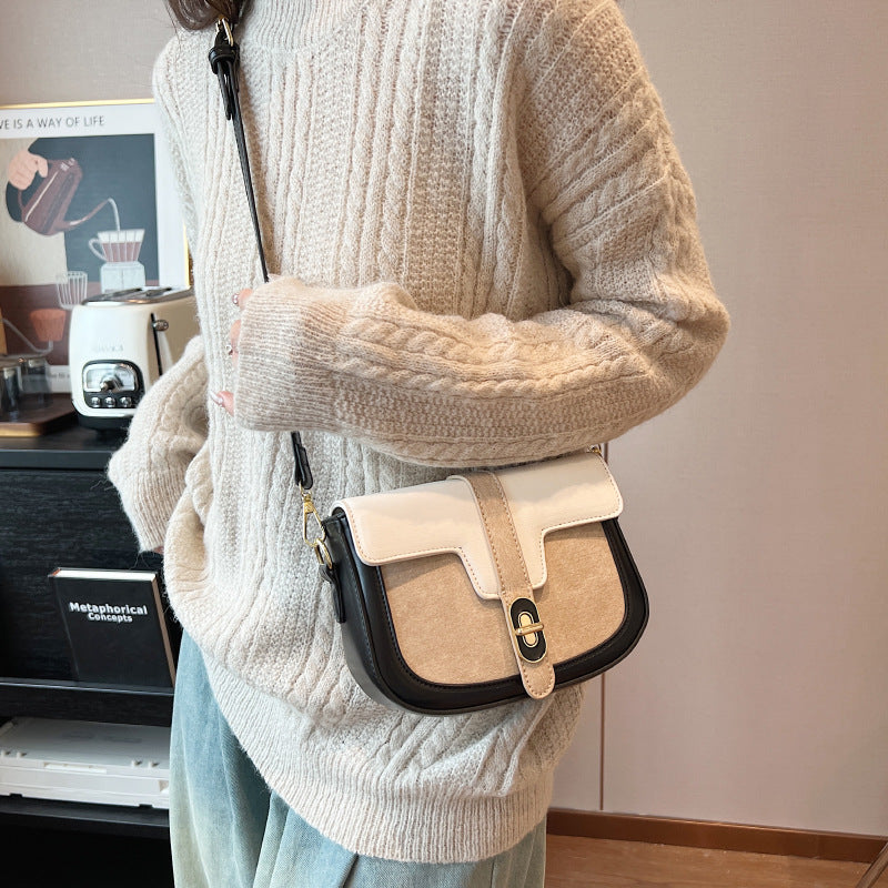 Retro Casual Bag Female Fashion Color Contrast