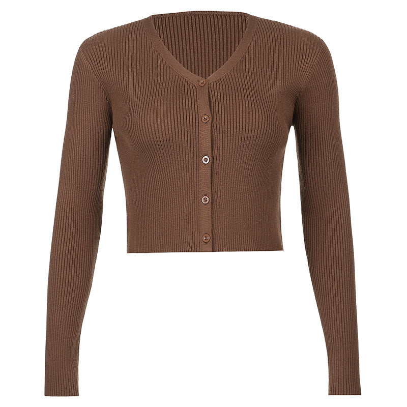 Casual Women's V-neck Single Breasted Knitwear