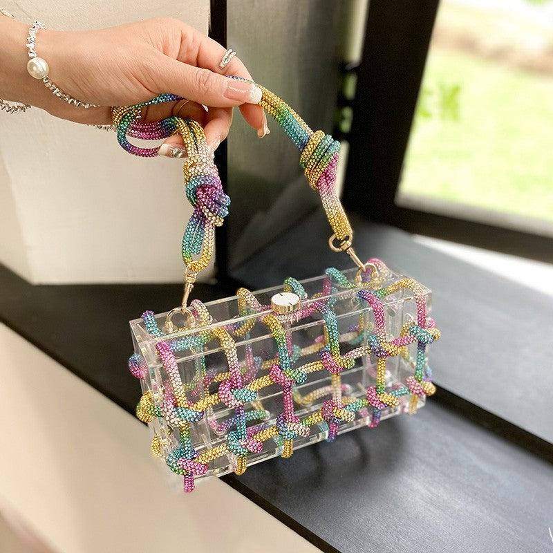 New Fashion Transparent Acrylic Square Block Special-interest Shoulder Bag