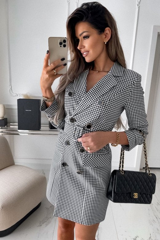 Autumn And Winter New Women's Fashion Long Sleeve Belt Double Breasted Suit Jacket