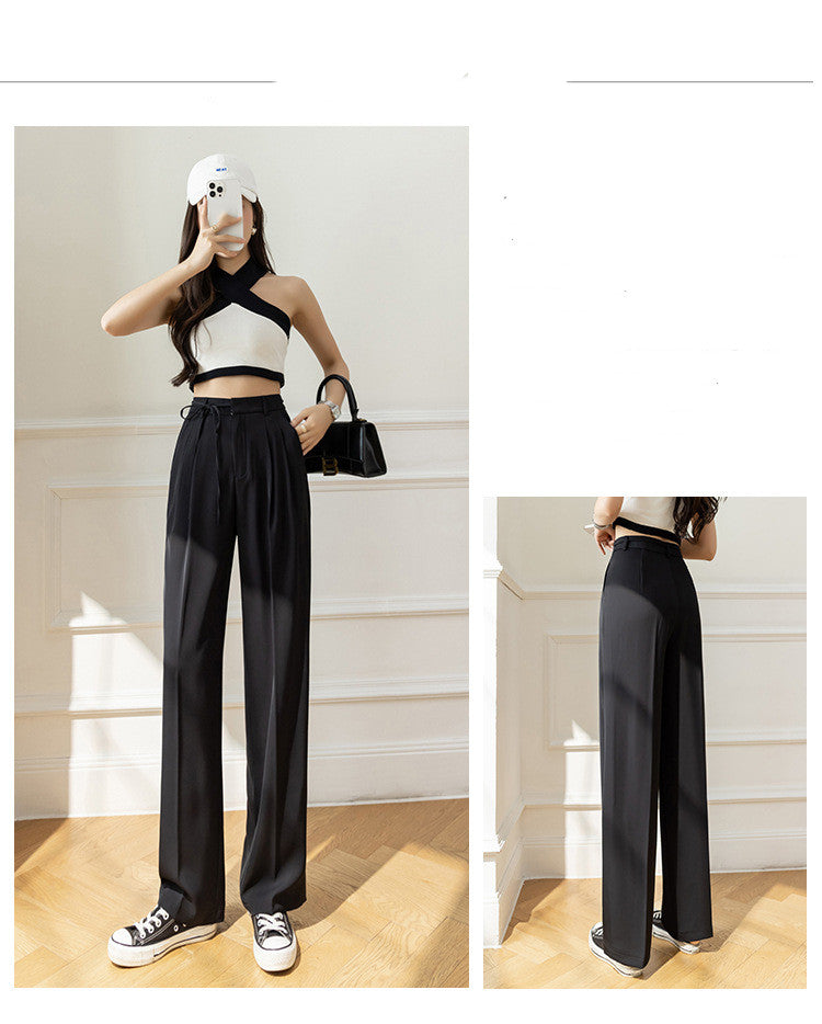 High Waist Drape Straight Loose Wide Leg Pants