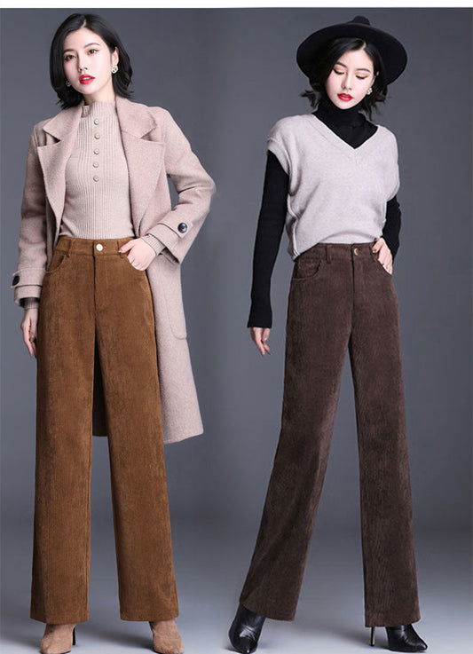 Fashion Solid Color Chenille Corduroy Wide-leg Pants