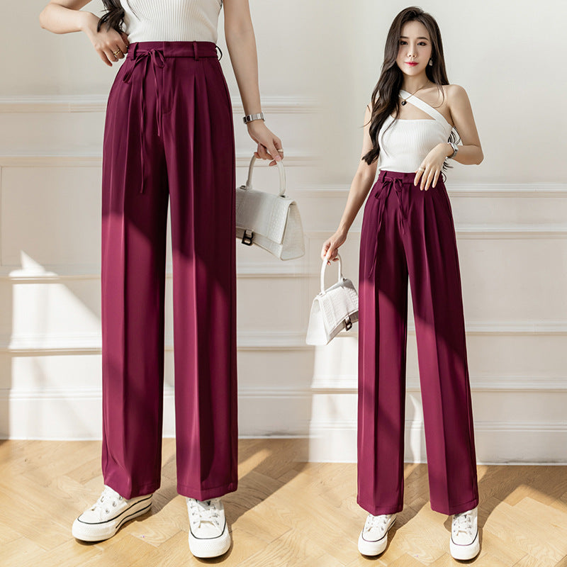 High Waist Drape Straight Loose Wide Leg Pants