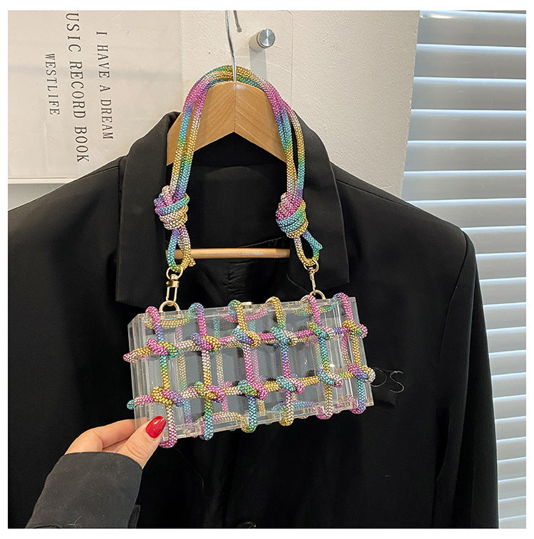 New Fashion Transparent Acrylic Square Block Special-interest Shoulder Bag