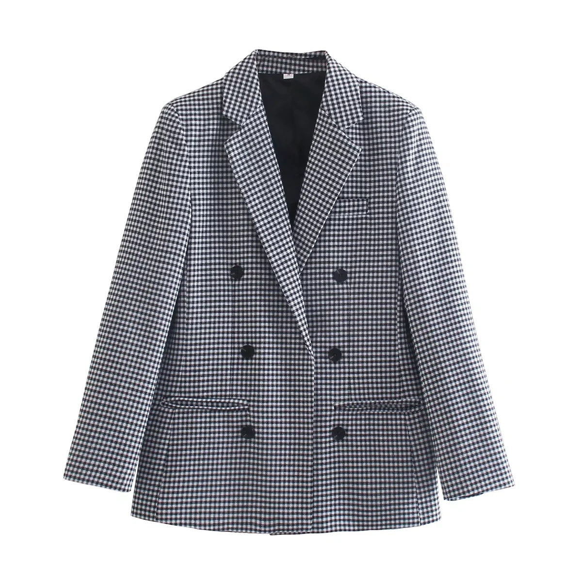 European And American Style Women's New Plaid Double-breasted Coat