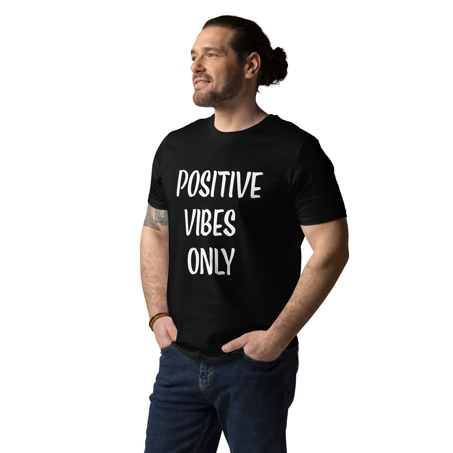 Unisex-Bio-Baumwoll-T-Shirt positive vibes only