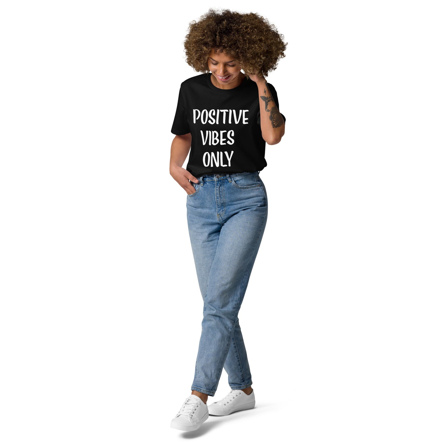 Unisex-Bio-Baumwoll-T-Shirt positive vibes only