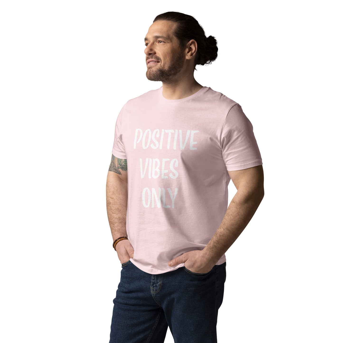 Unisex-Bio-Baumwoll-T-Shirt positive vibes only