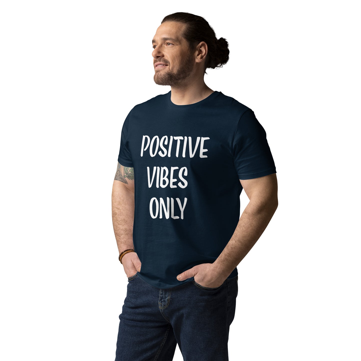 Unisex-Bio-Baumwoll-T-Shirt positive vibes only