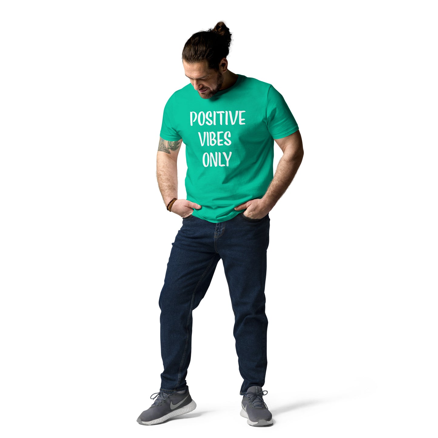 Unisex-Bio-Baumwoll-T-Shirt positive vibes only