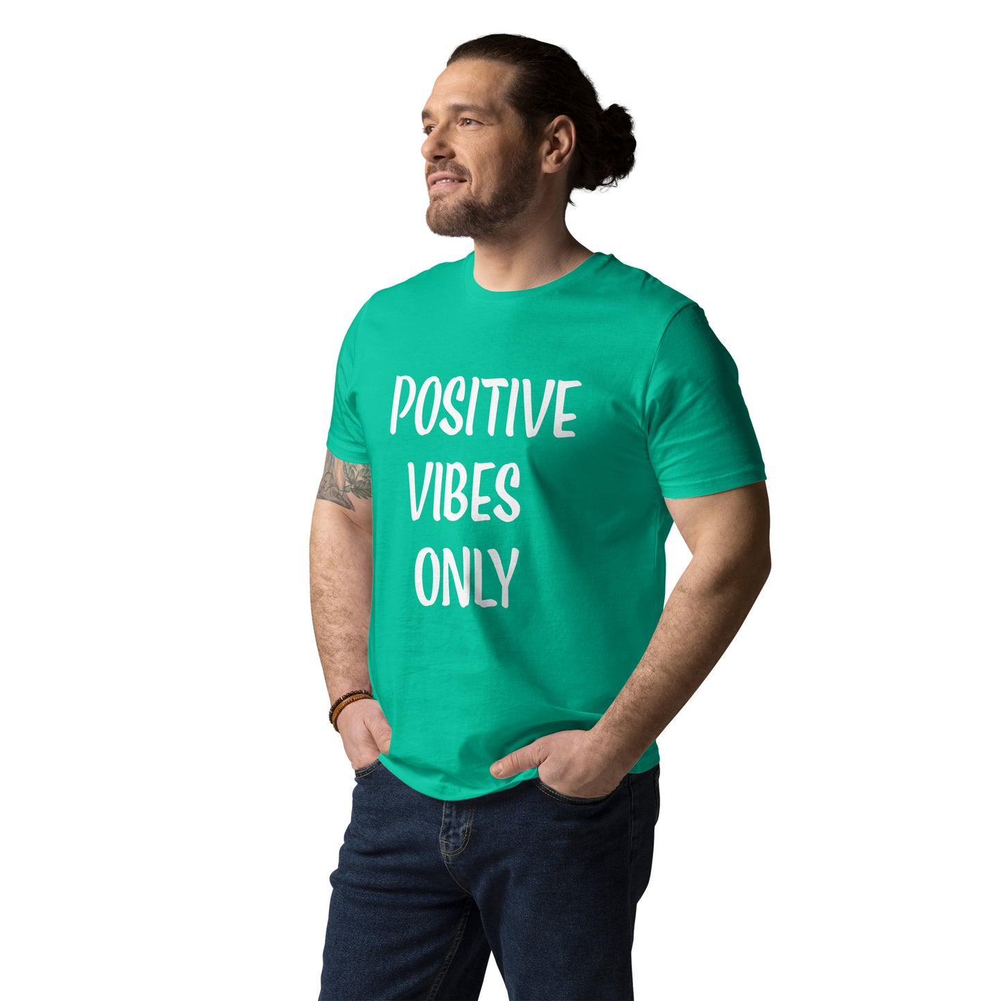 Unisex-Bio-Baumwoll-T-Shirt positive vibes only